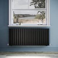 Elegant Black Designer Panel Horizontal Central Heating Radiator