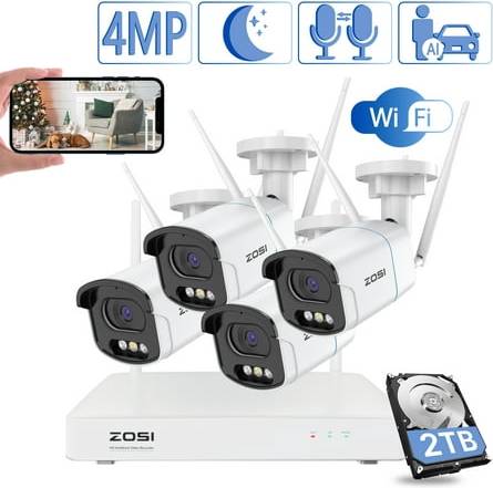 Security cameras without wifi Zosi 4MP WiFi Security System Way AI Human