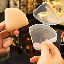 Makeup storage box Shein Transparent Triangular Puff Storage Box for Makeup Sponge