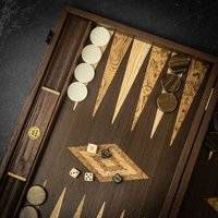 Manopoulos Wenge Inlaid Walnut Burl Backgammon Set