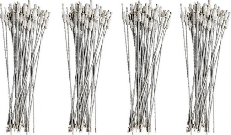 Tlily 120Pcs Stainless Steel Screw Locking Wire Keychain Cable Key Rings Outdoor Accessory - Silver
