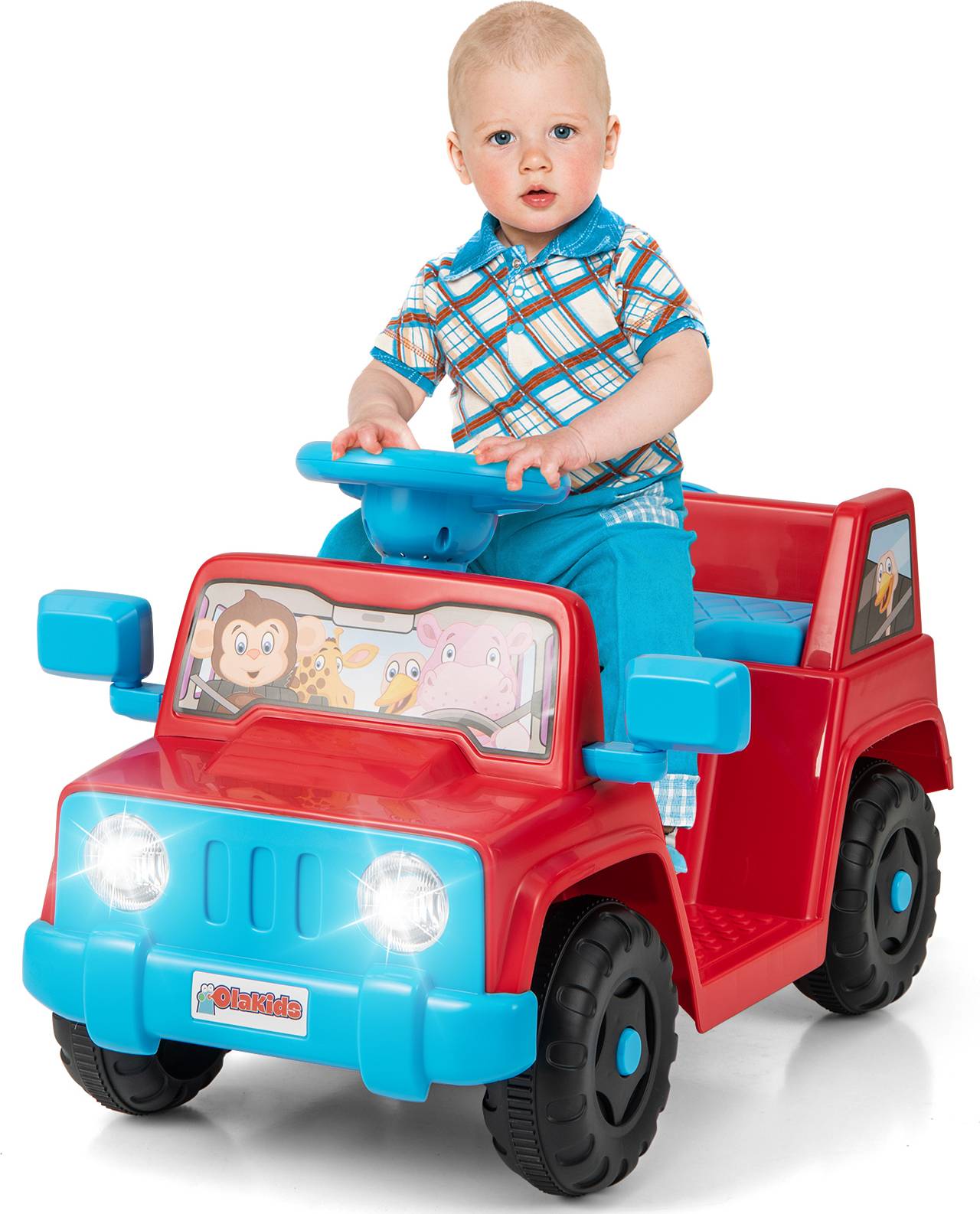 Costway 6V Kids Riding Toy with Sound Effects One-Button Start-Red