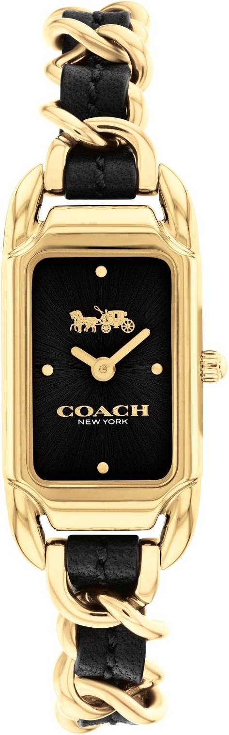 Coach Gold Rectangle Leather Chain Watch