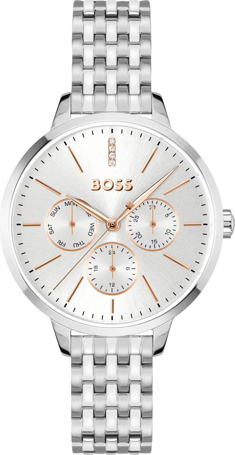 BOSS Silver Tone Watch with Crystal Studded Dial