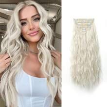 Long hair extensions Shein pcsSet Synthetic Long Wavy Clip In Hair Extensions