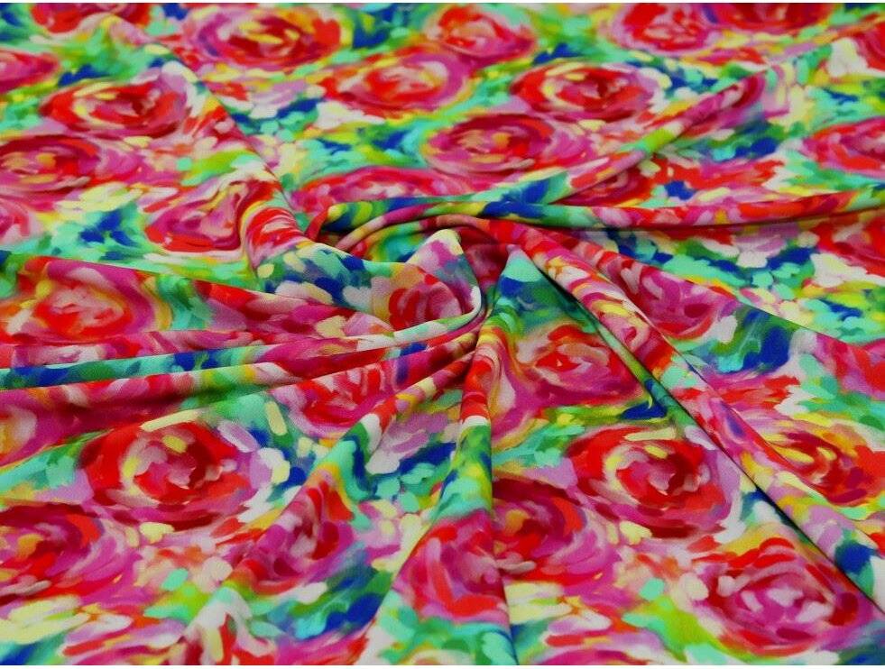 Minerva Exclusive Reeling Roses Viscose Fabrics Multicolour