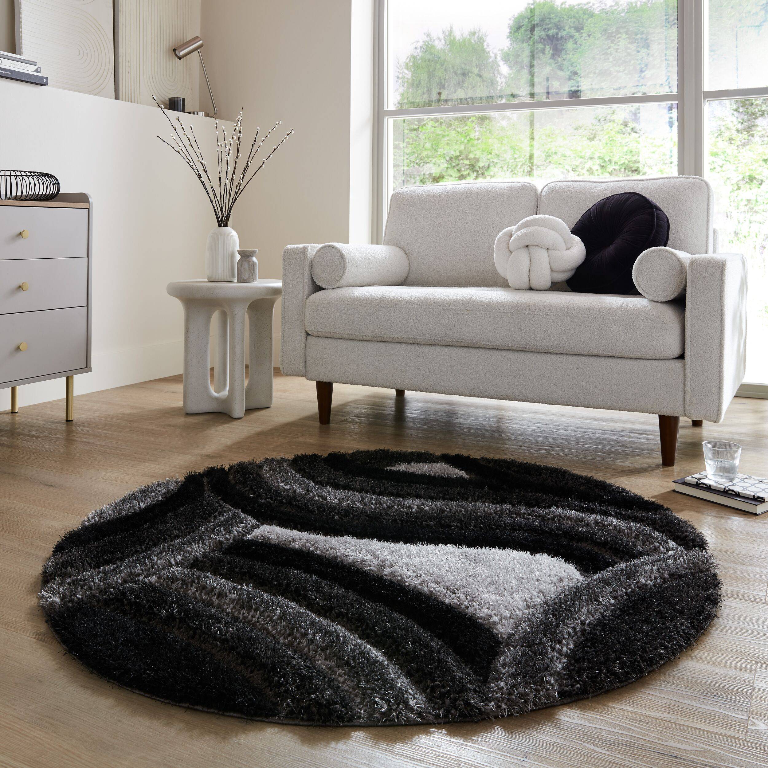 Dunelm Indulgence Round Rug Grey