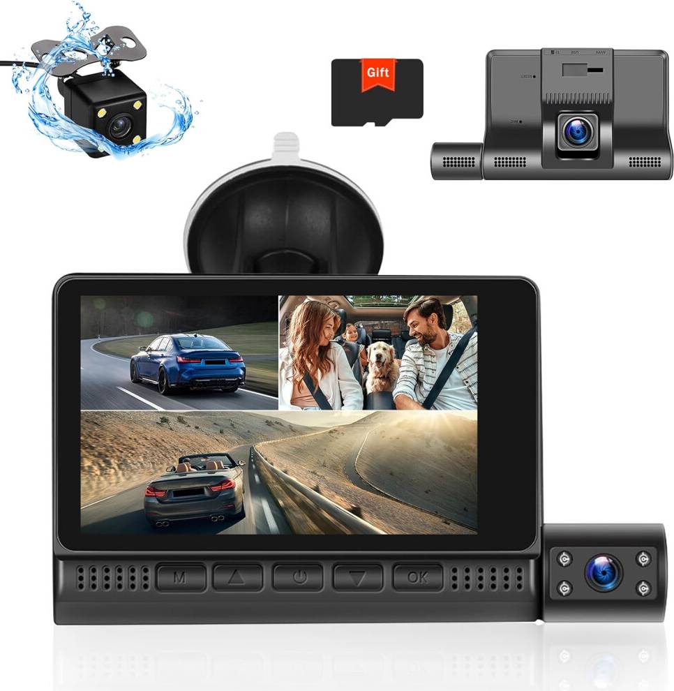 3 Channel Dash Cam Front and Rear Inside