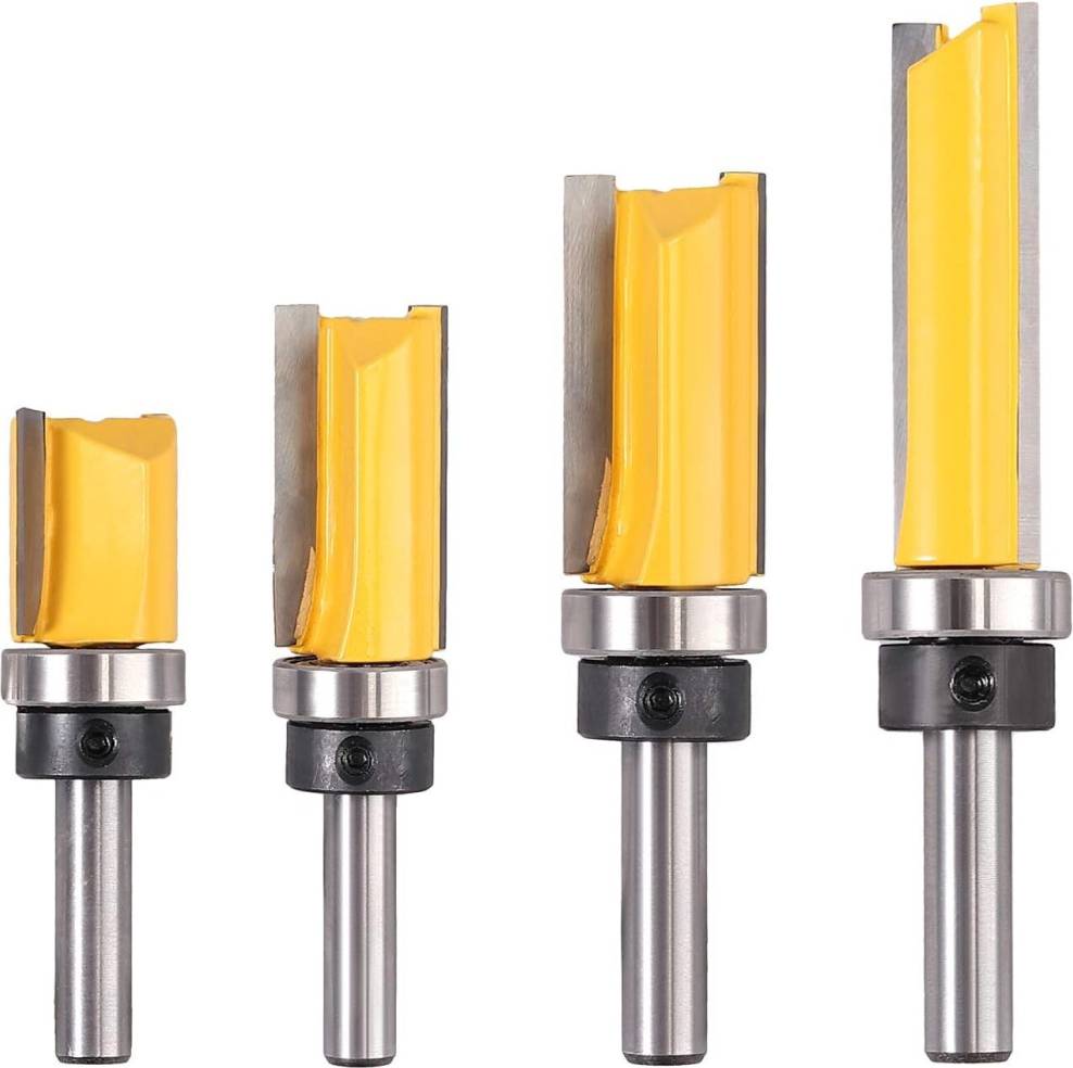 Tianfu 4pcs 8mm Countersink Bits 3/4" Straight Router Bits Countersink Trimming Cutter for Woodworking Router Bit
