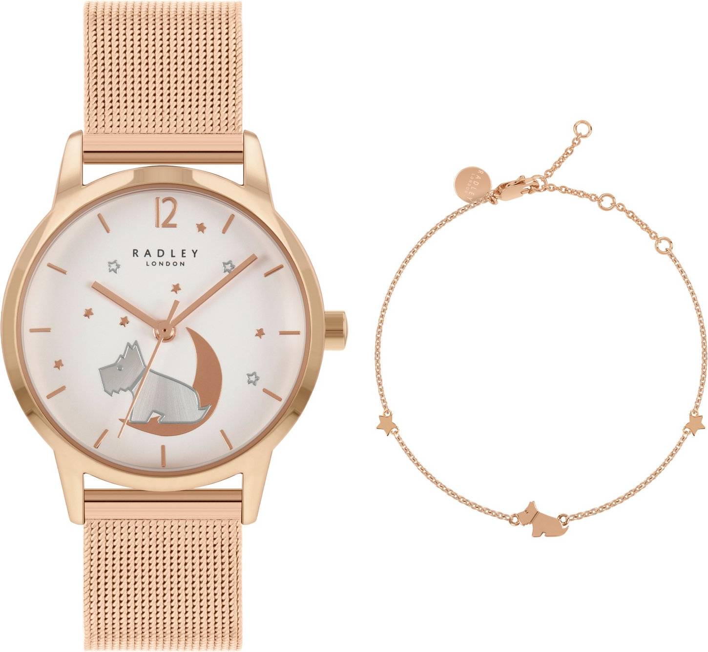Radley Dog In Moon Rose Gold Mesh Watch/ Set