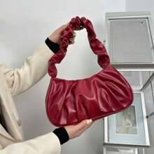 Shein Simple Folded Solid Color Handbag Shoulder Bag