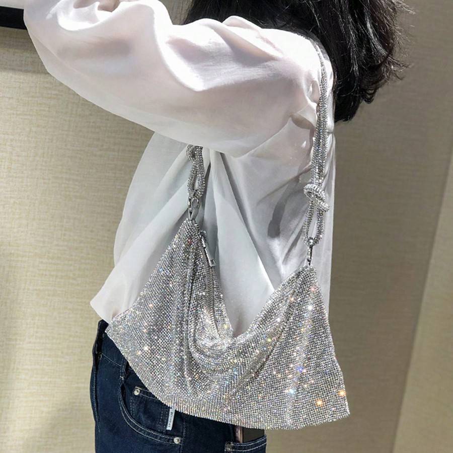 Shein Luxury Designer OneShoulder Handbag With Rhinestones Perfect For Parties And Evening Events