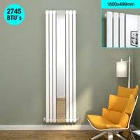 Elegant Vertical Mirror Radiator Designer Oval Column Panel Central Heating