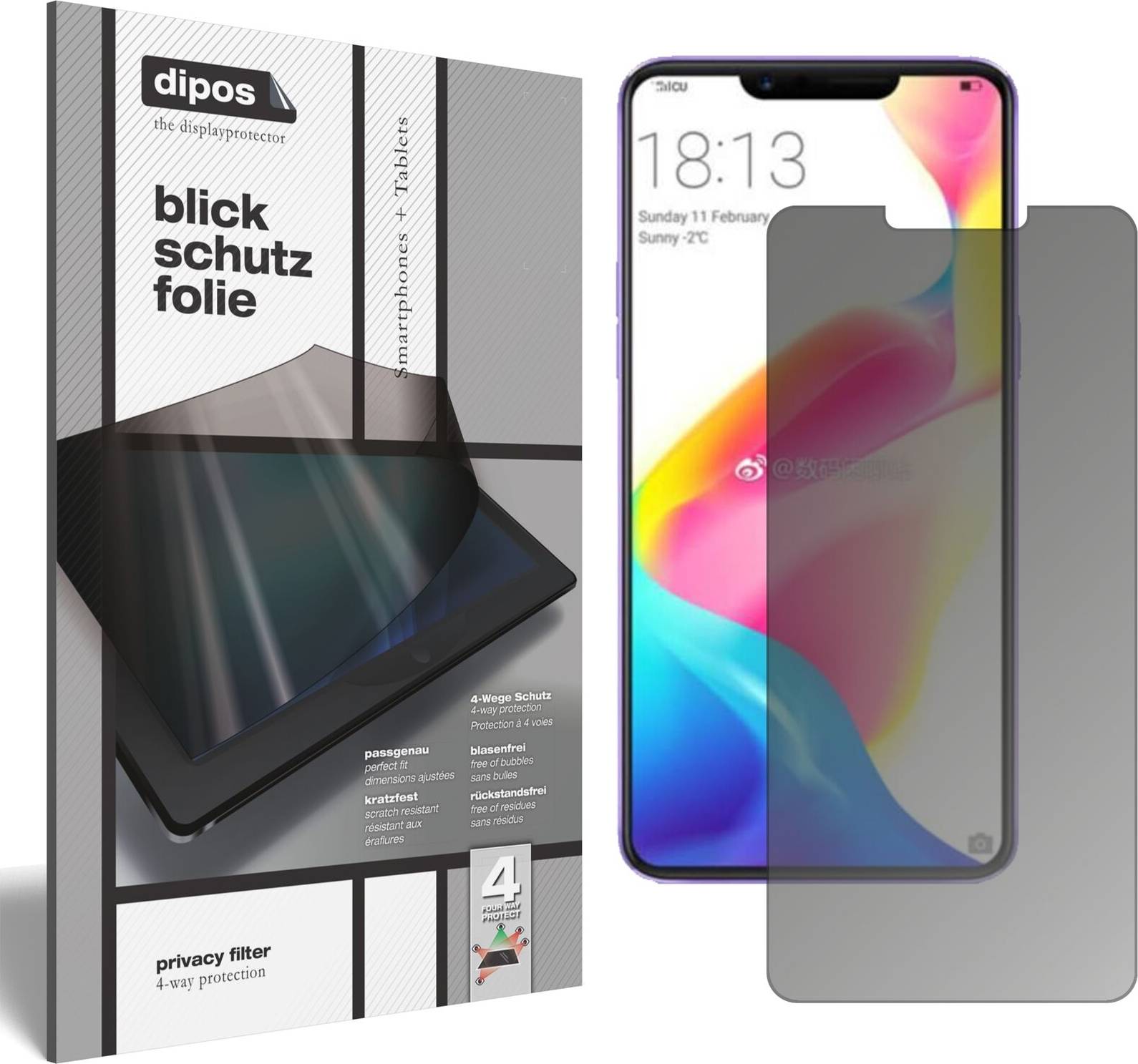 Dipos Oppo R15 Privacy Filter Screen Protector