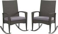 OutSunny Outdoor PE Rattan Rocking Chair Set of 2
