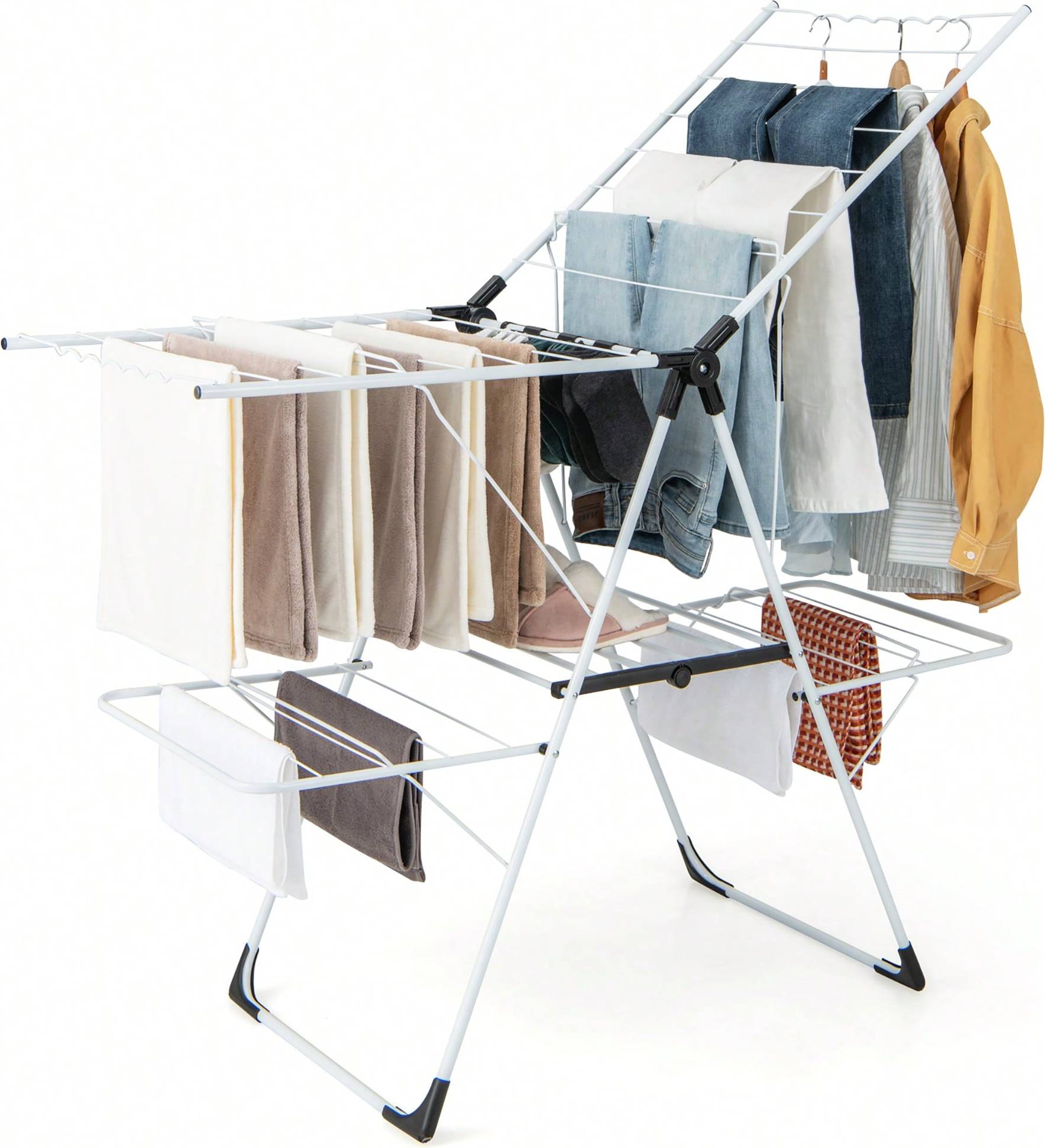 Clothes drying rack Shein Gymax Folding Clothes Drying Rack Tier Metal Laundry Drying Rack Laundry Drying Rack