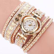 Shein Rhinestone Decor Heart Wrap Watch Holiday