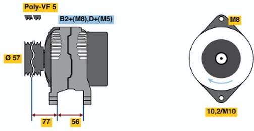 Bosch RIV600519 Generator Alternator Charging Current 120A