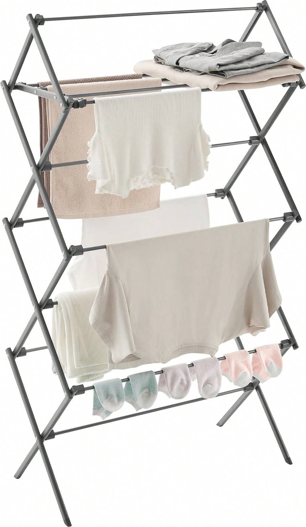 Foldable clothes drying rack Shein SONGMICS Foldable Clothes Drying Rack Laundry Drying Rack Clothes Airer Steel Frame X X Inches Easy Assembly Indoor Outdoor Use
