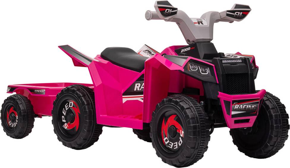 Bike trailer Homcom 6V Electric Quad Bike with Rear Storage Trailer