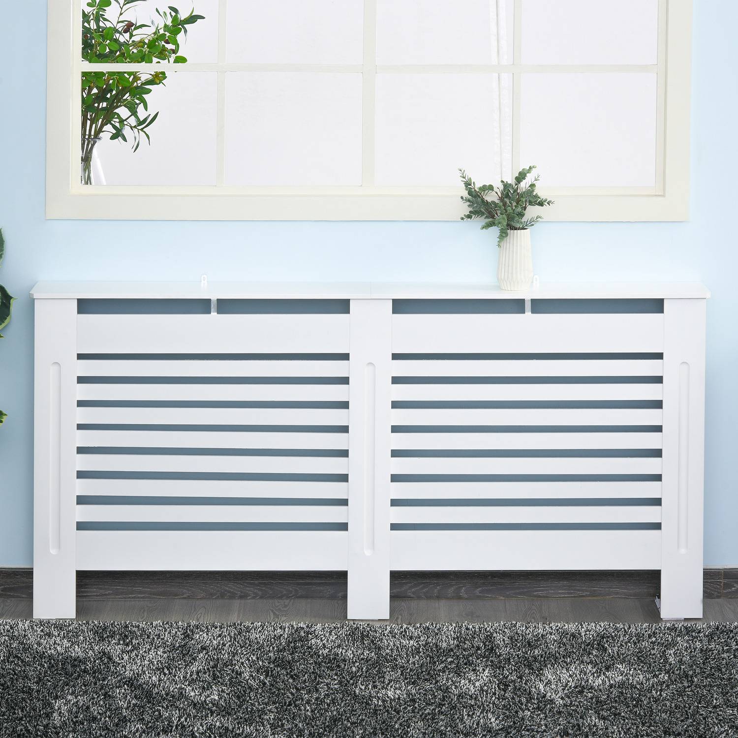 Homcom Slatted Radiator Cover White
