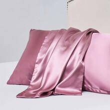 Shein 1pc Solid Color Soft & Breathable Ice & Örngott Rosa