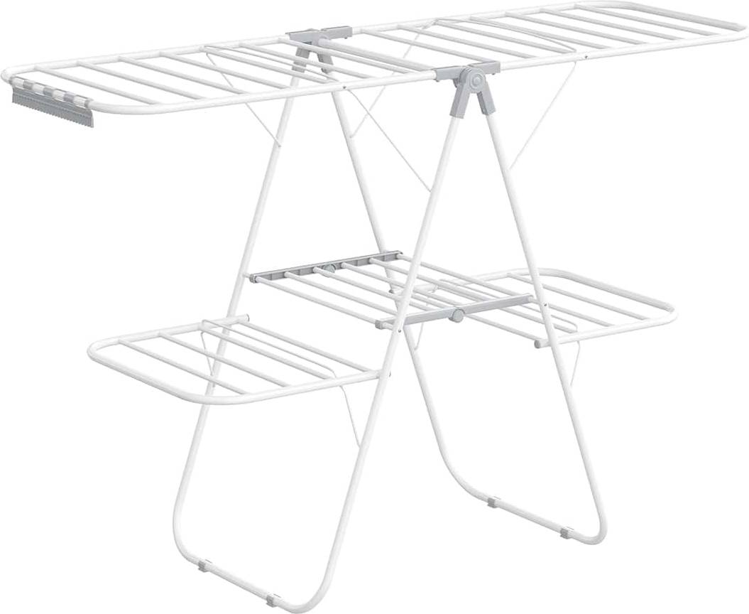 Foldable clothes drying rack Shein SONGMICS Clothes Drying Rack Foldable Level Laundry Drying Rack FreeStanding Large Drying Rack With HeightAdjustable Wings Drying Rails Sock Clips UL