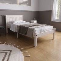 White wooden small double bed Happy Beds Rio Small Double White Washed Pine