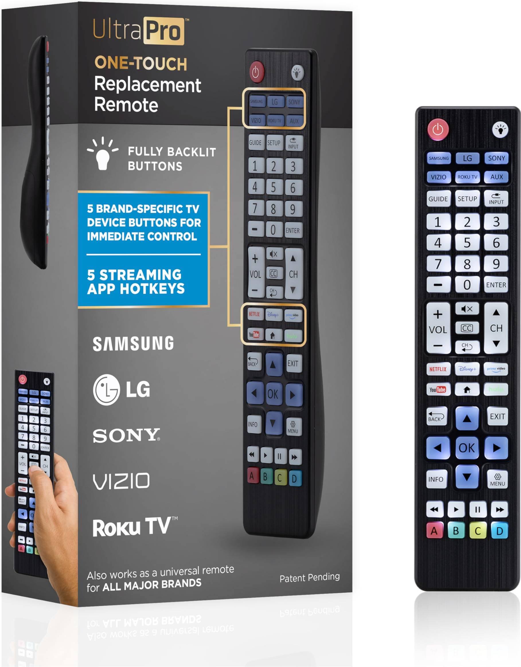 Ultrapro Backlit One Touch Instant Pairing Replacement Remote Pre-Programmed