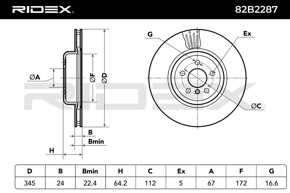 Ridex 82B2287 Brake Disc Rear Axle