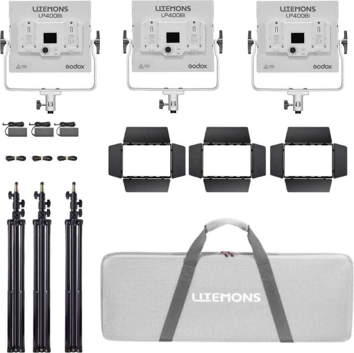 Godox litemons Godox Litemons LP400Bi 36W Bi-Color LED 3-Light Panel Kit