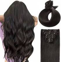 Human hair extensions Shein 7PCS With16Clips Straight Clip In Hair Extensions Real Human Double