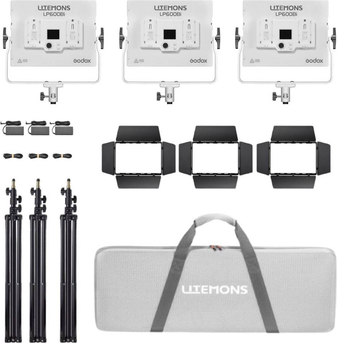 Godox Litemons LP600Bi 60W Bi-Color LED 3-Light Panel Kit