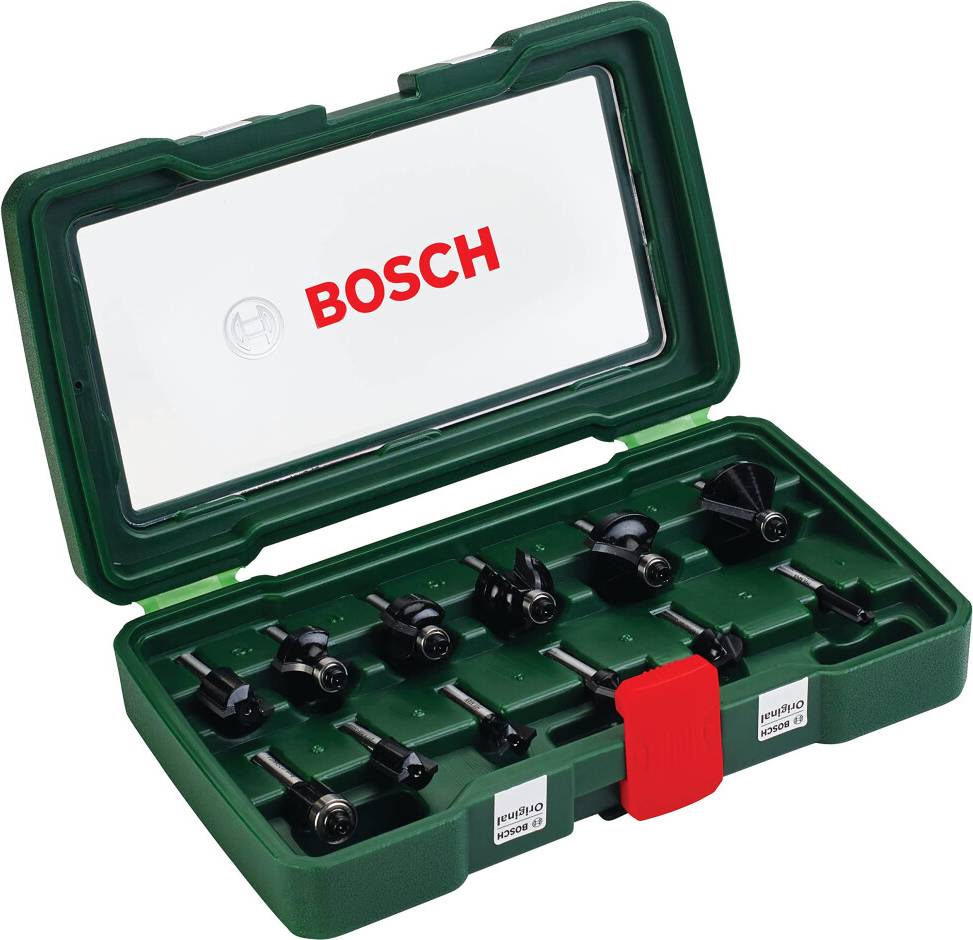 Bosch Accessories 12-Piece Hard Metal Router Bit Set for Wood, Shank 1/4" Accessory Routers