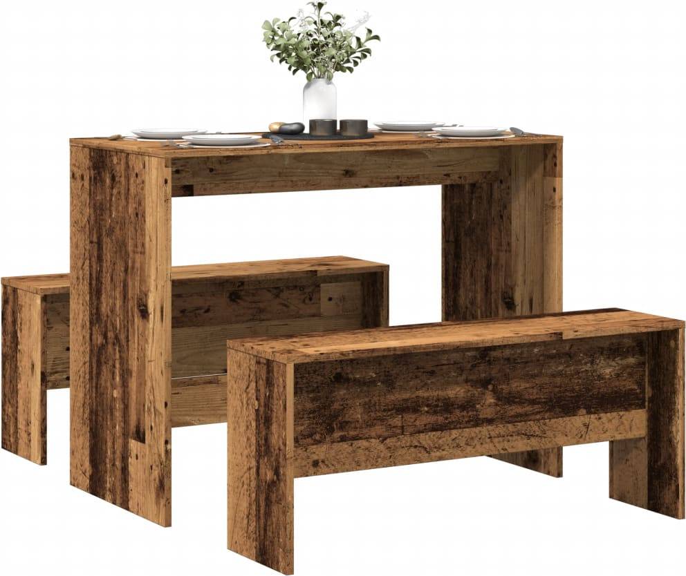 vidaXL 3 Piece Bench Set Dining Table Dining Set