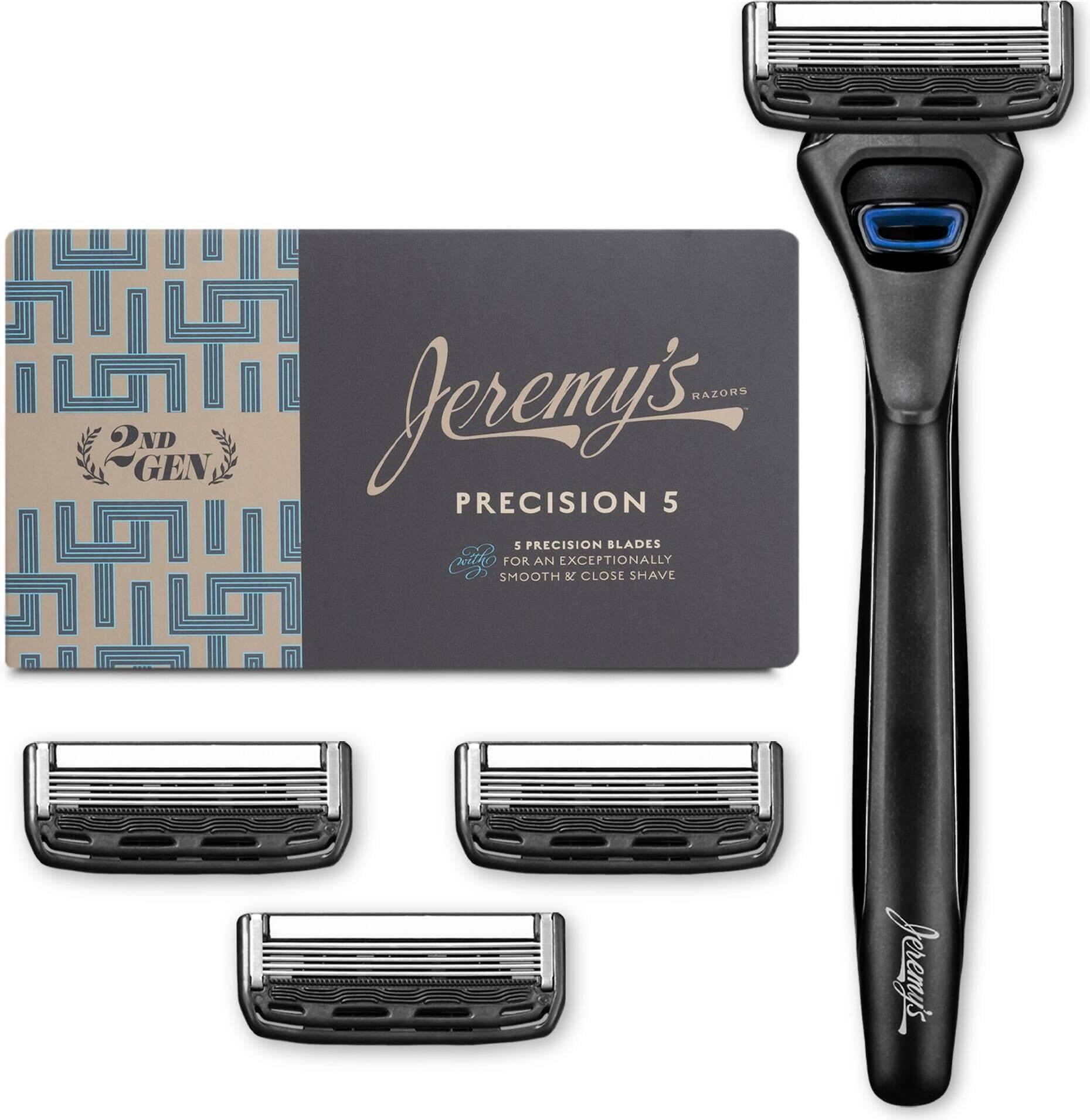 Jeremy's Razors for Men - Precision 5 Blade Razor Kit with 4 Cartridges
