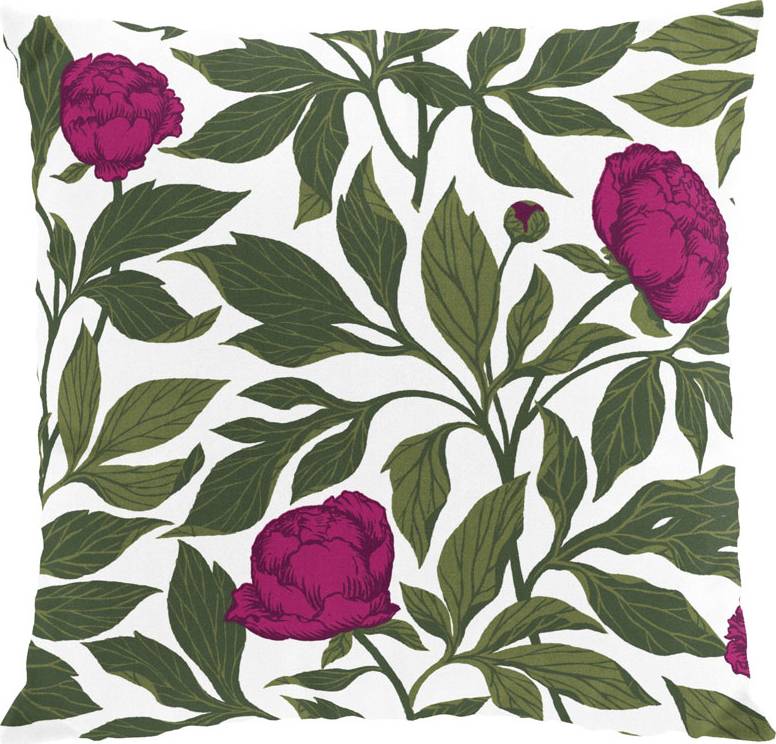 Arvidssons Textil Pion Vit/Grön/Rosa Kuddöverdrag Grön, Rosa, Vit, Multifärgad