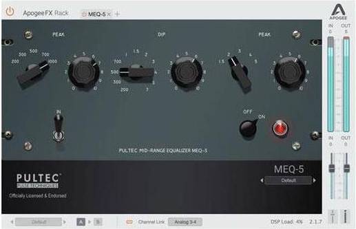 Apogee Electronics FX Rack Pultec MEQ-5 Midrange Plug-In, Download Version