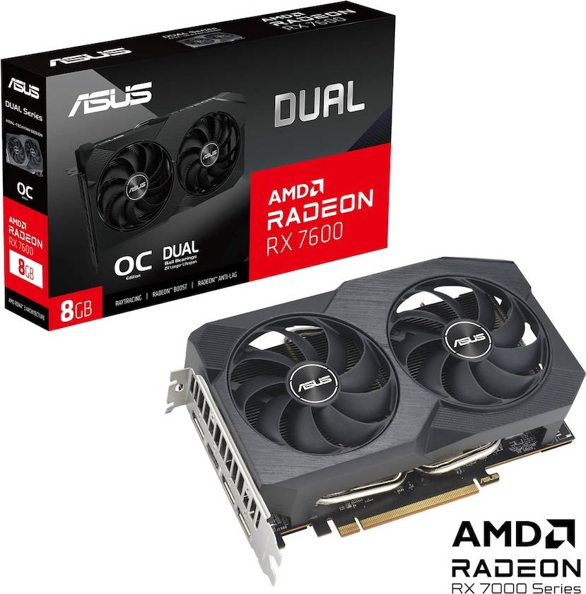 7600 ASUS Dual Radeon RX 7600 V2 OC Edition 1xHDMI 3xDP 8GB GDDR6