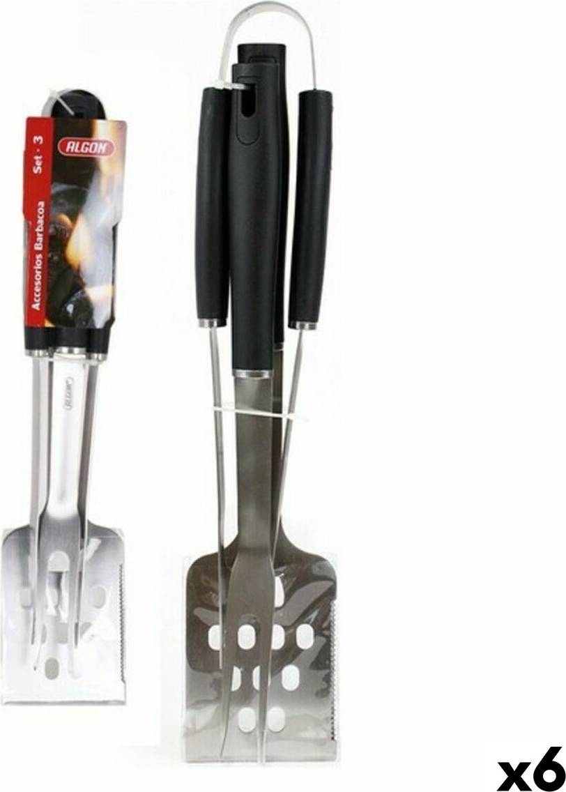 Algon Black 3-Delt BBQ Redskabsæt 6 Enheder