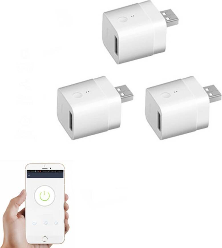 Sonoff 3Pcs SONOFF Micro 5V Wireless USB Smart Adaptor WiFi Mini USB Power Adaptor Switch APP Remote Control Voice Control Switch For Smart Home Works with