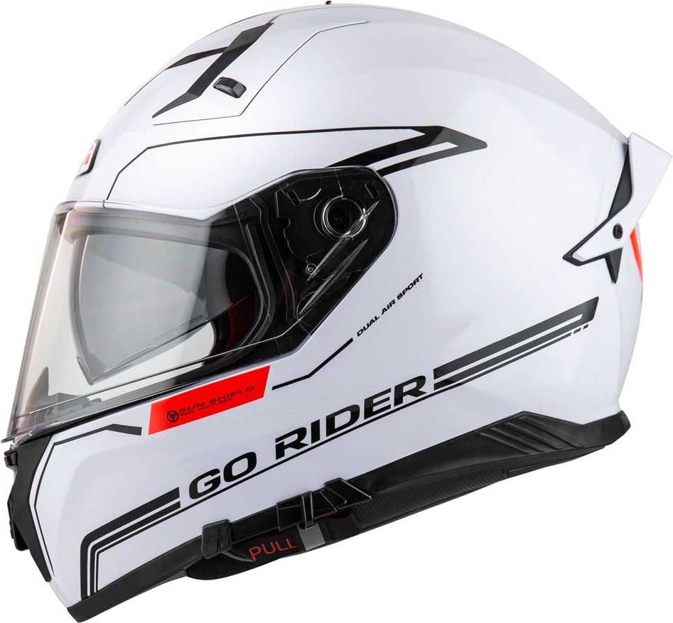 NZI Go Rider Stream Solid Full Face Helmet - White