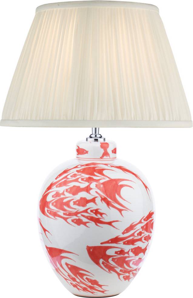 Beachcrest Home Simone Ceramic Fish Pattern Base Coral Table Lamp