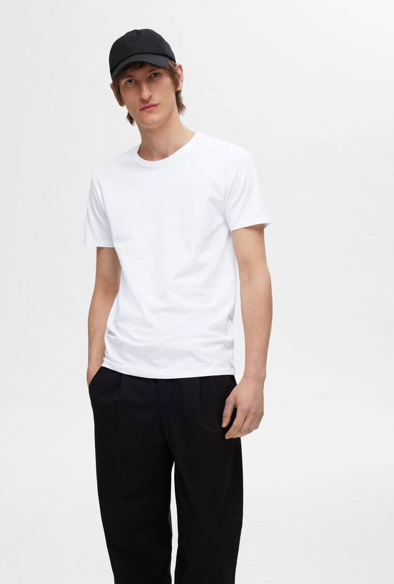 Selected Homme ROLAND BASIC TEE 3-PACK Bright White