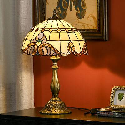 Homcom Stained Glass Table Lamp