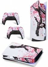 Shein Pink Flower Tree Pattern Full Body Sticker Set With Controller Sticker For PS5 Disc Edition