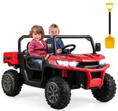 Costway 24V Ride on Dump Truck with Remote Control-Red