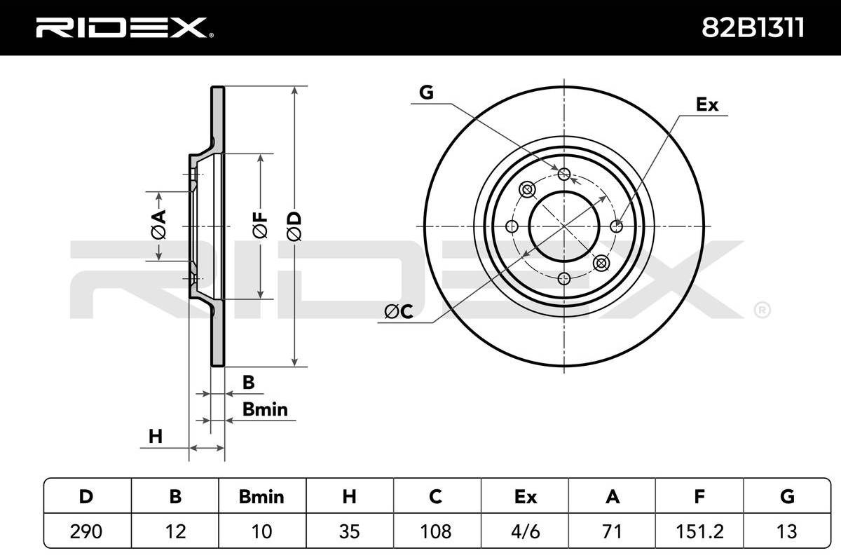Ridex 82B1311 Brake Disc Rear Axle Uncoated