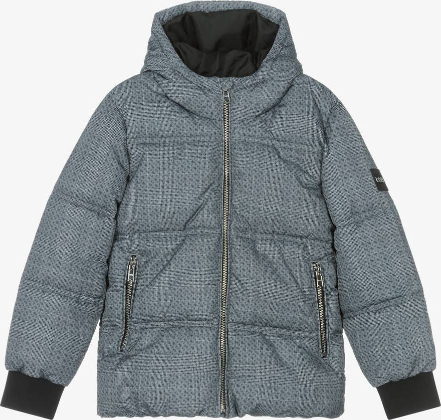 BOSS Kids Padded Jacket All-Over Checks Monograms