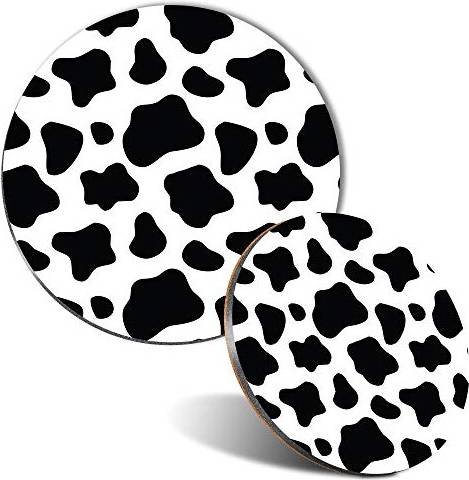 Destination Vinyl Mouse Mat & Coaster Set Cow Print Pattern Animals Non-slip Base